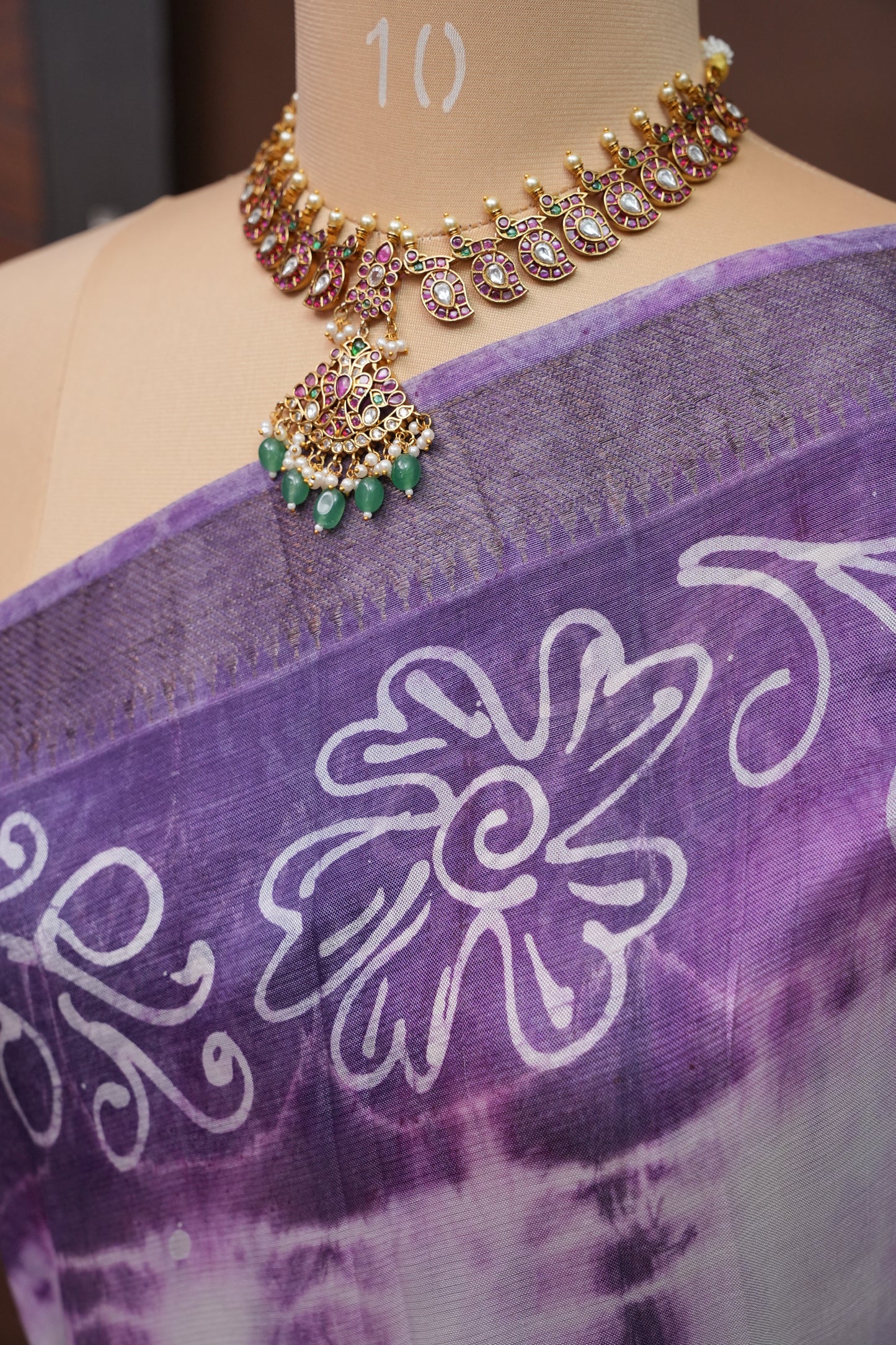 Mangalagiri Silk Shibori Tie & Dye Saree - Lavender