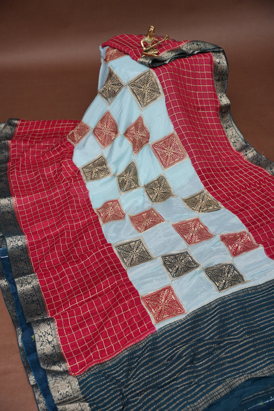 Banarasi Georgette Crepe Saree - Powder Blue