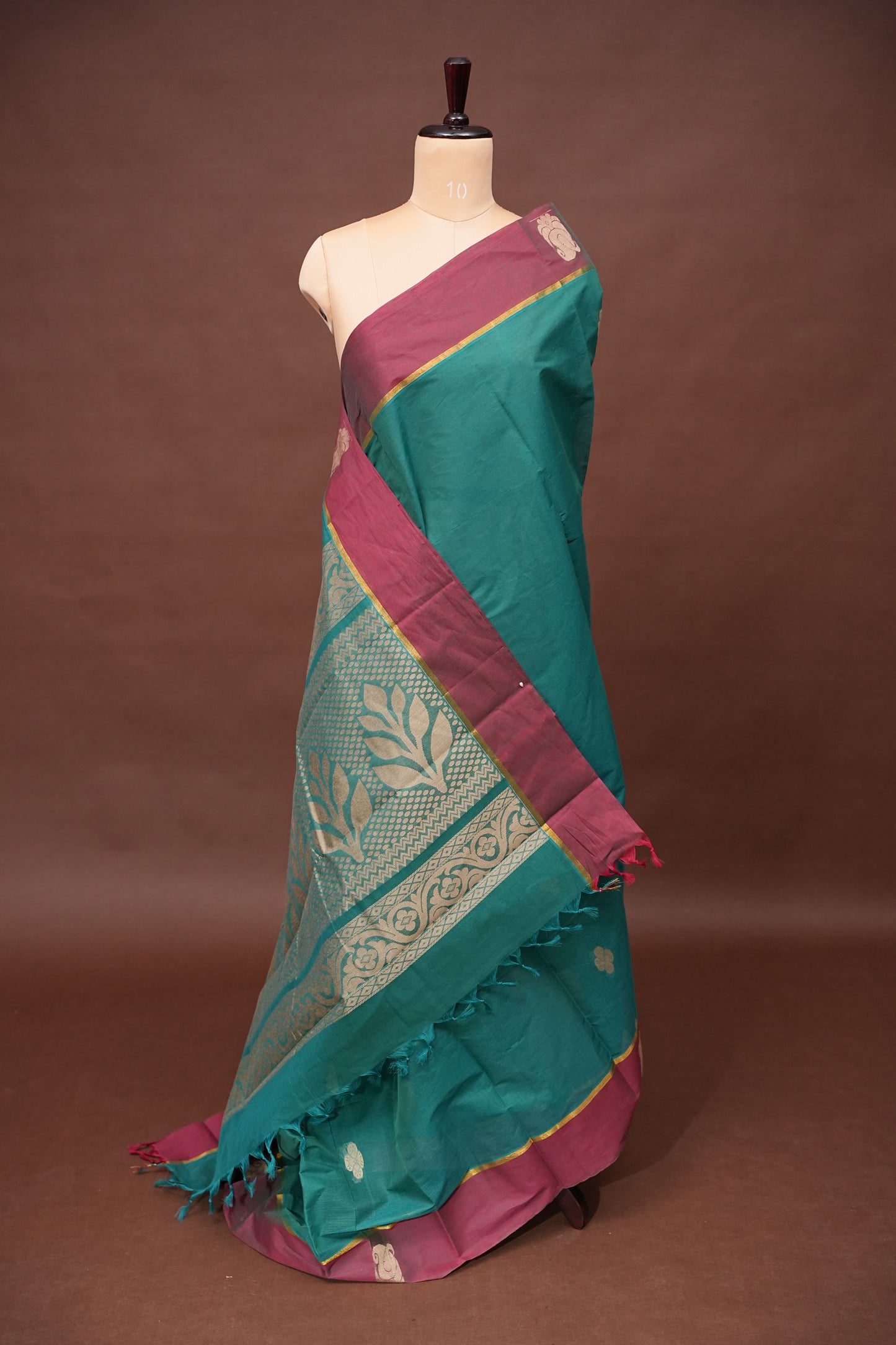 Chettinad Cotton Saree - Rama Green