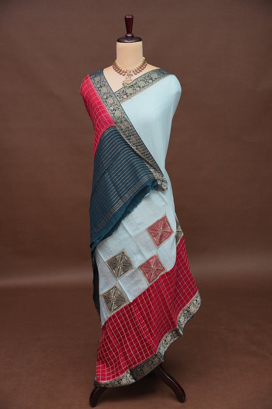 Banarasi Georgette Crepe Saree - Powder Blue