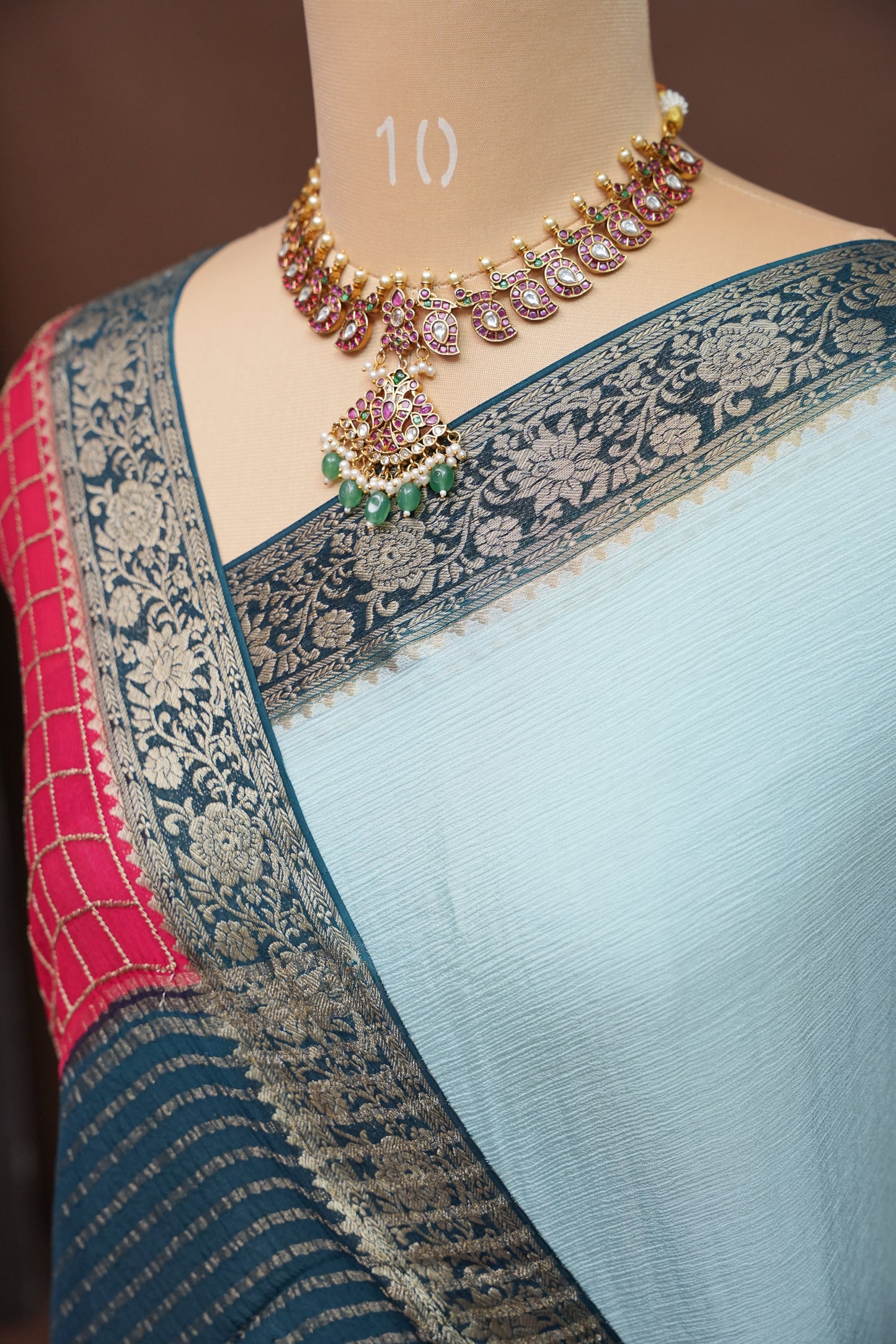 Banarasi Georgette Crepe Saree - Powder Blue