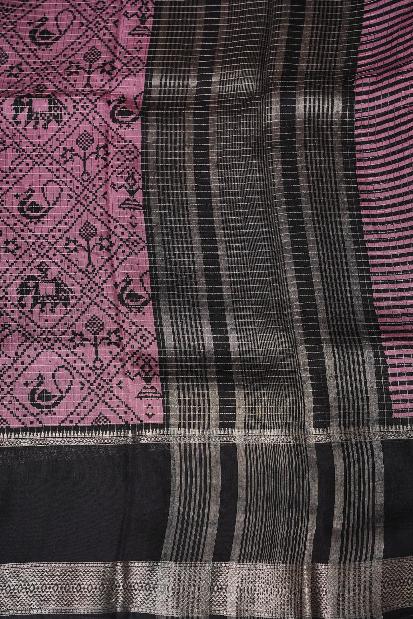 Crepe Silk Saree with Patola Prints - Pink