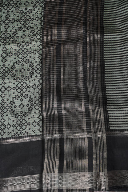 Crepe Silk Saree with Patola Prints - Powder Blue