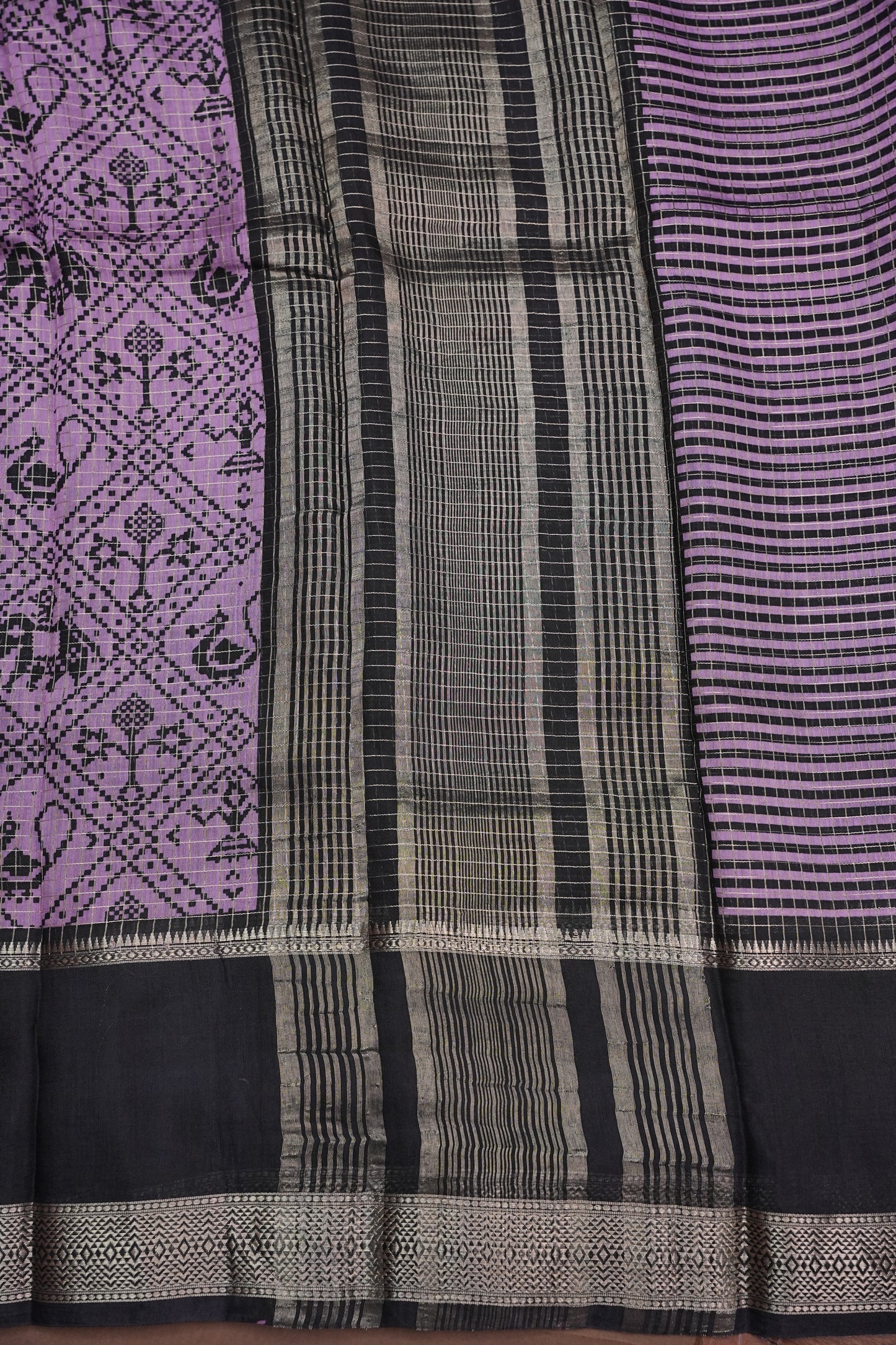 Crepe Silk Saree with Patola Prints - Purple