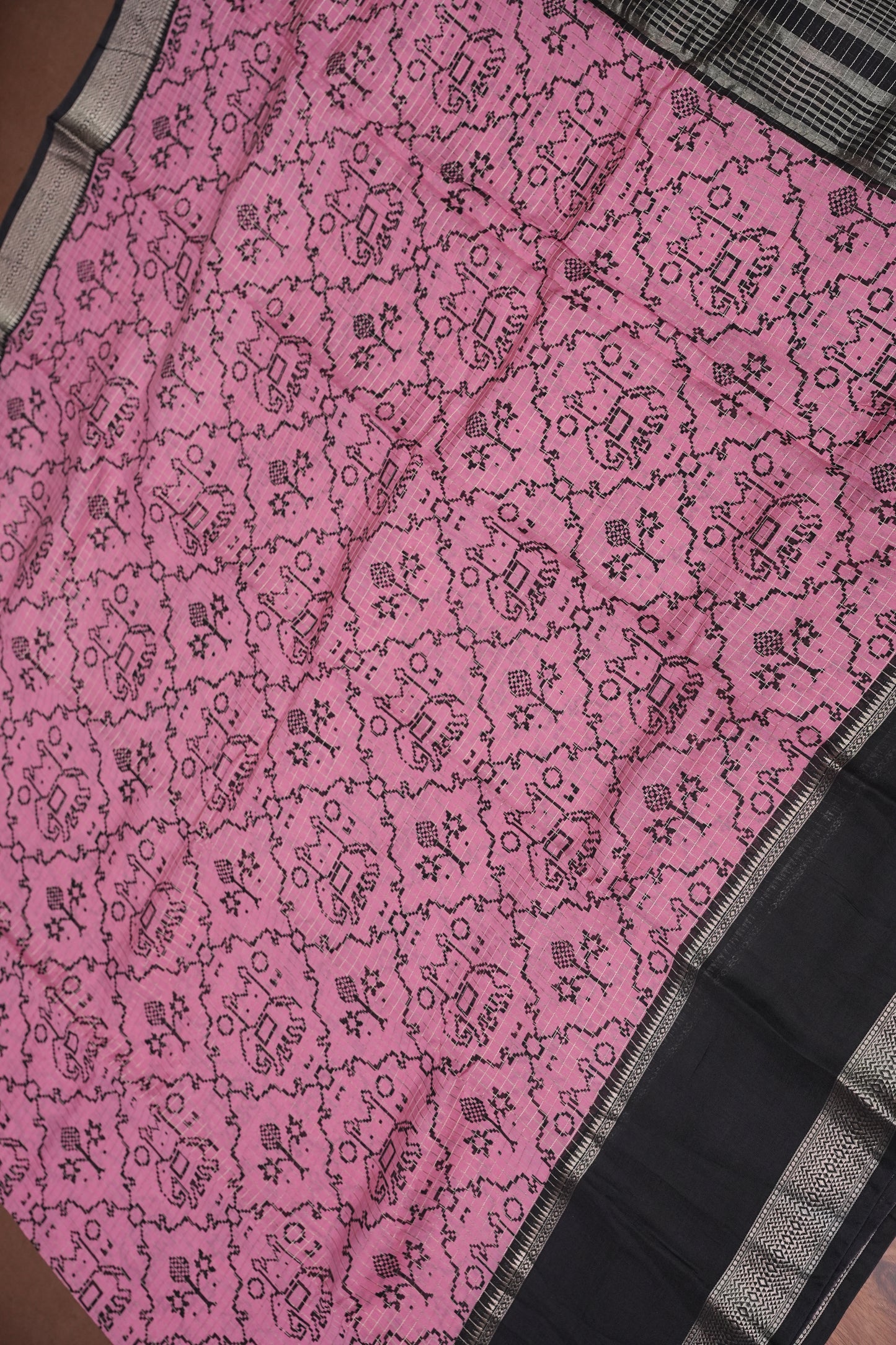 Crepe Silk Saree with Patola Prints - Pink