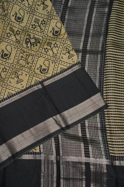 Crepe Silk Saree with Patola Prints - Lemon Yellow