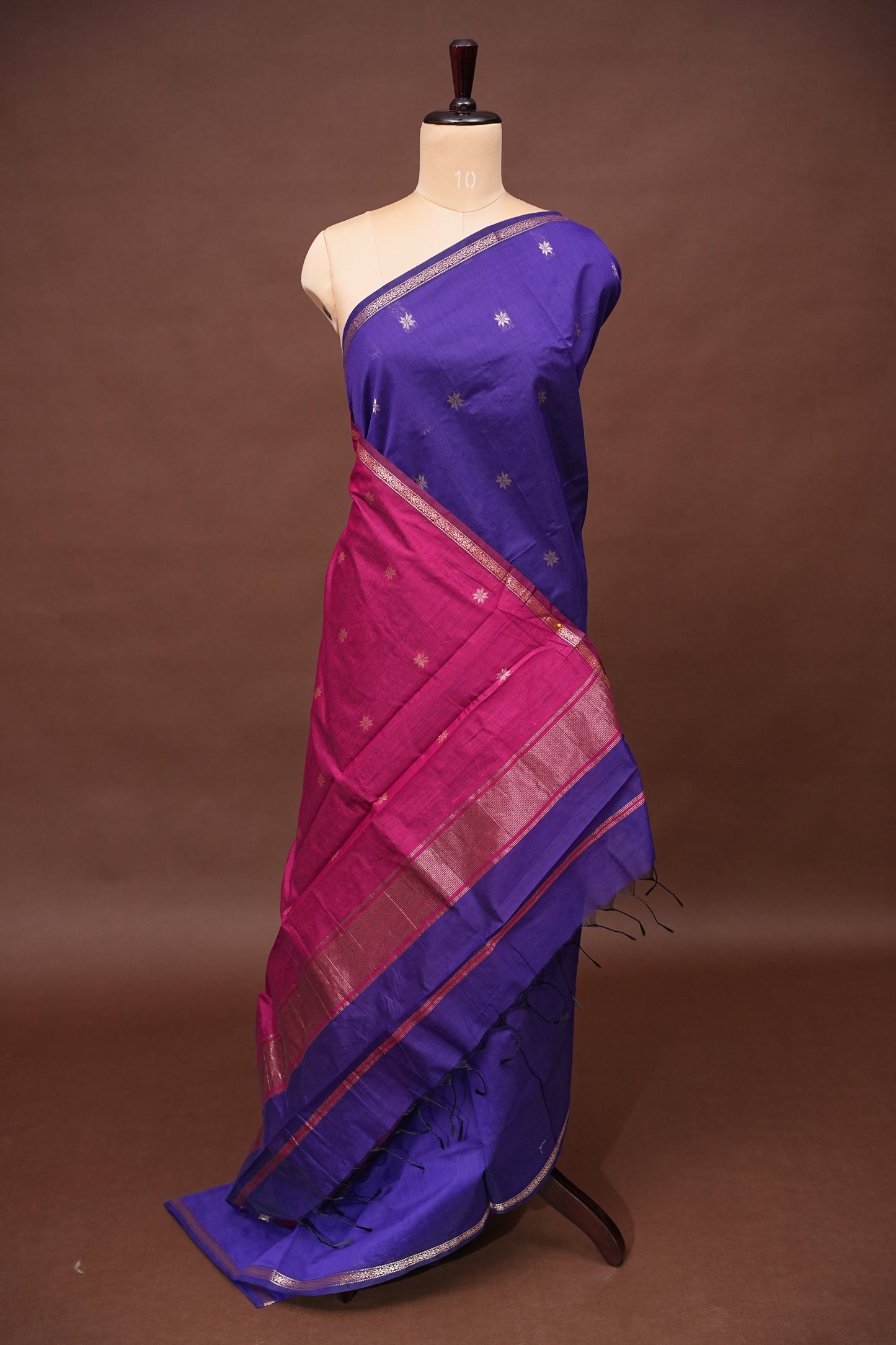 Maheshwari Silk Cotton Saree - Royal Blue