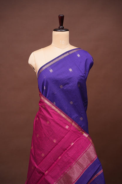 Maheshwari Silk Cotton Saree - Royal Blue