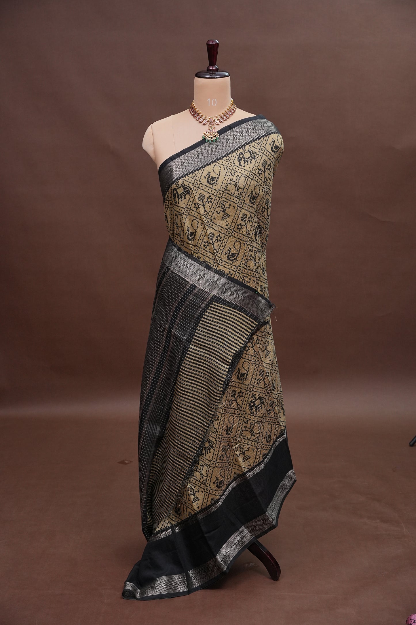 Crepe Silk Saree with Patola Prints - Lemon Yellow