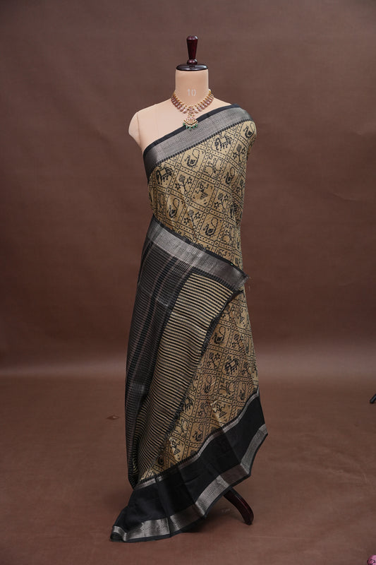 Crepe Silk Saree with Patola Prints - Lemon Yellow