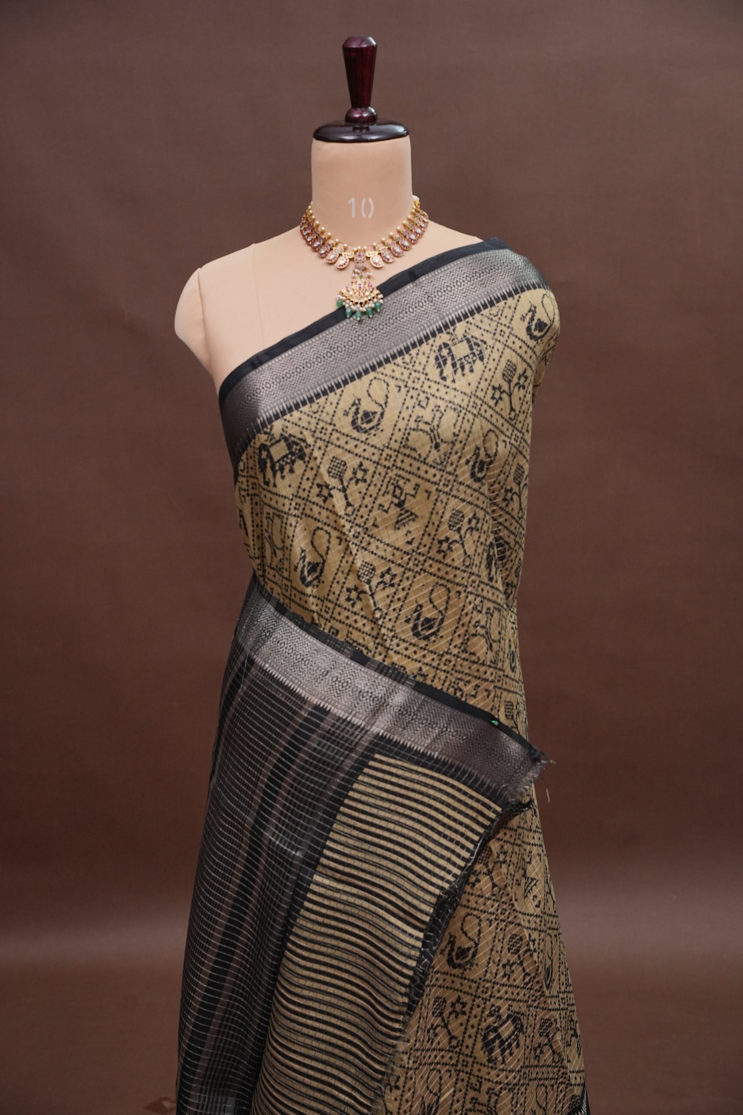 Crepe Silk Saree with Patola Prints - Lemon Yellow