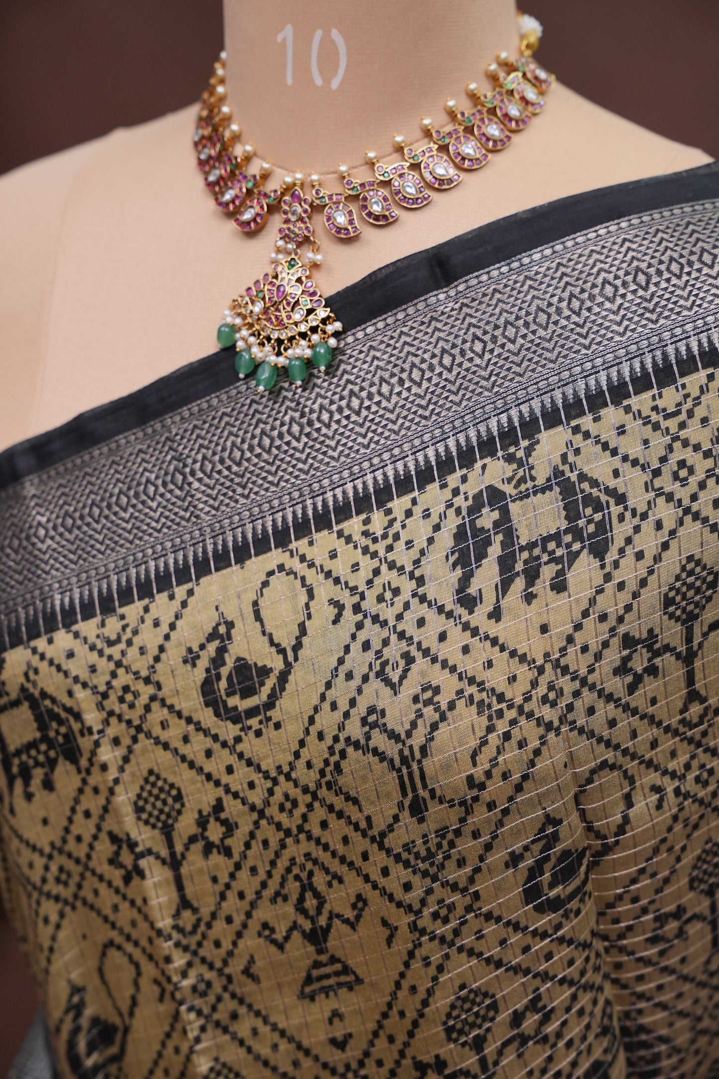 Crepe Silk Saree with Patola Prints - Lemon Yellow