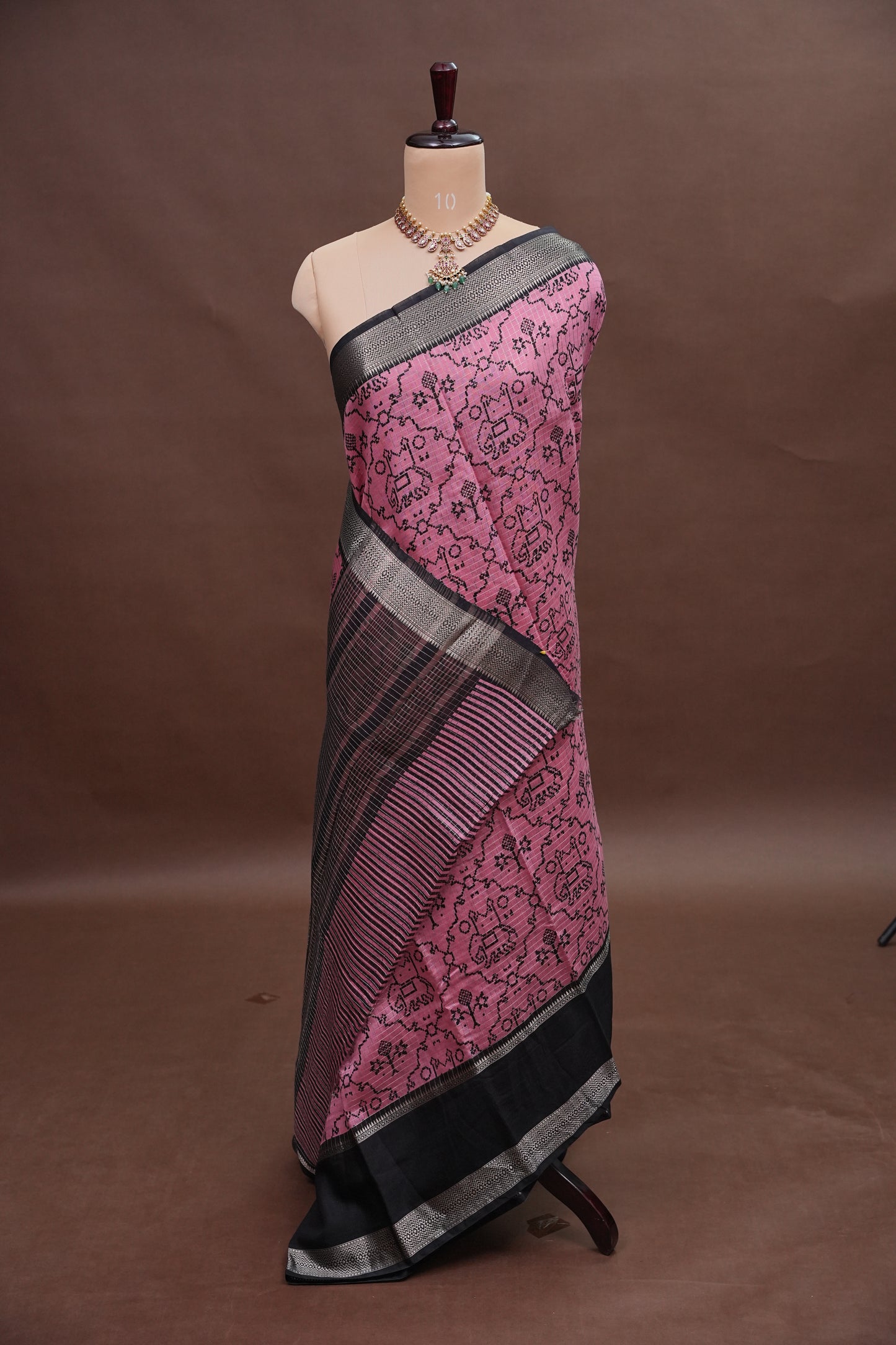 Crepe Silk Saree with Patola Prints - Pink