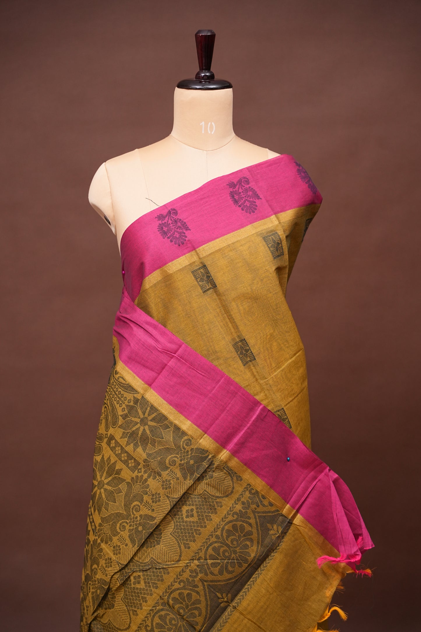 Chettinad Cotton Saree - Mustard Yellow