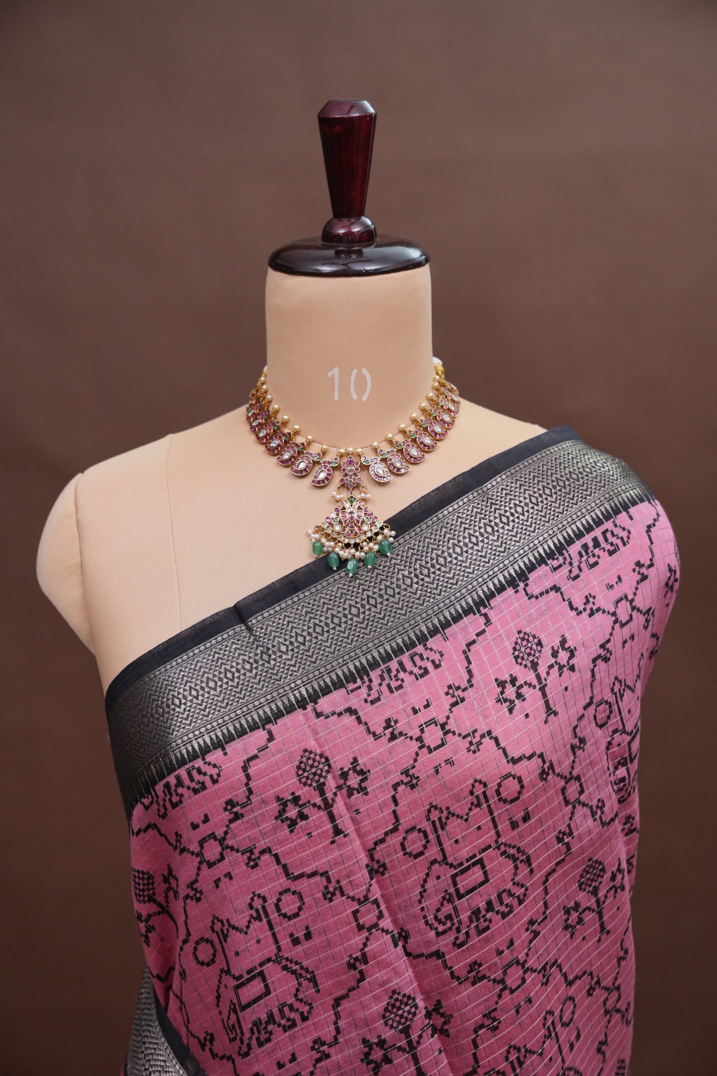 Crepe Silk Saree with Patola Prints - Pink