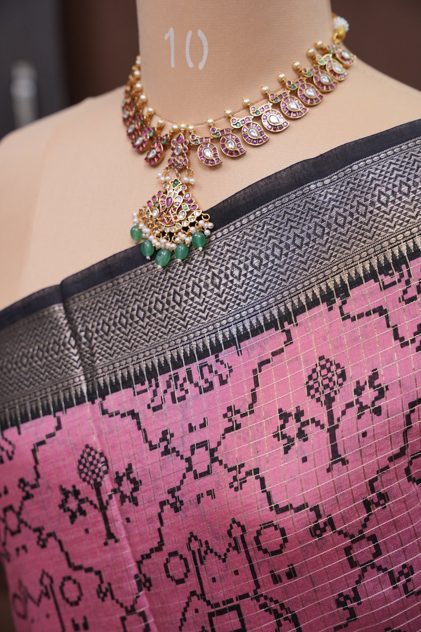 Crepe Silk Saree with Patola Prints - Pink