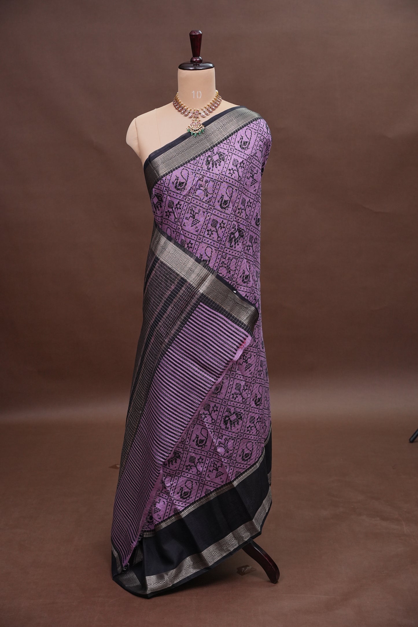 Crepe Silk Saree with Patola Prints - Purple