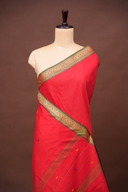 Soft Cotton Saree - Red