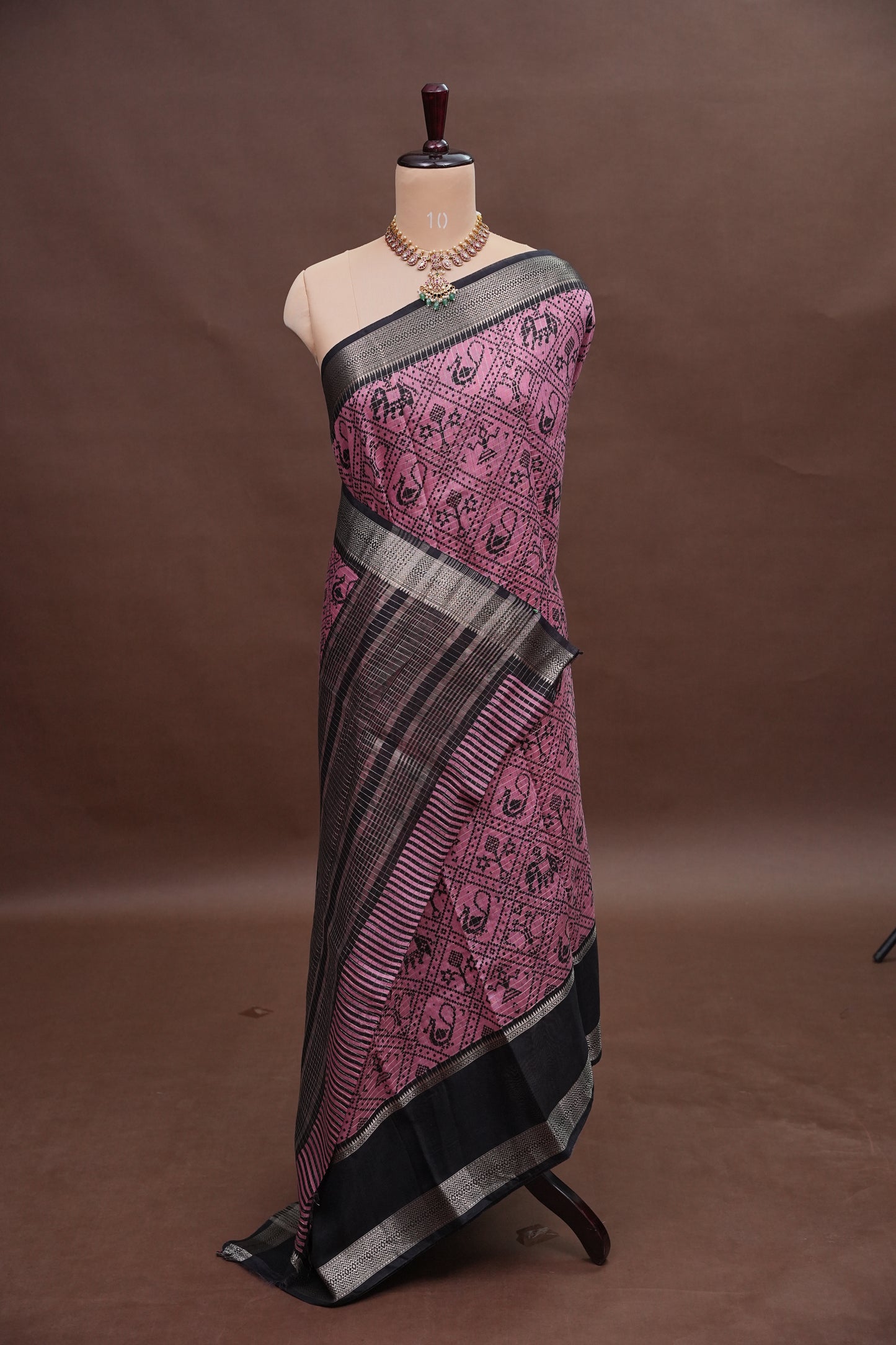 Crepe Silk Saree with Patola Prints - Pink