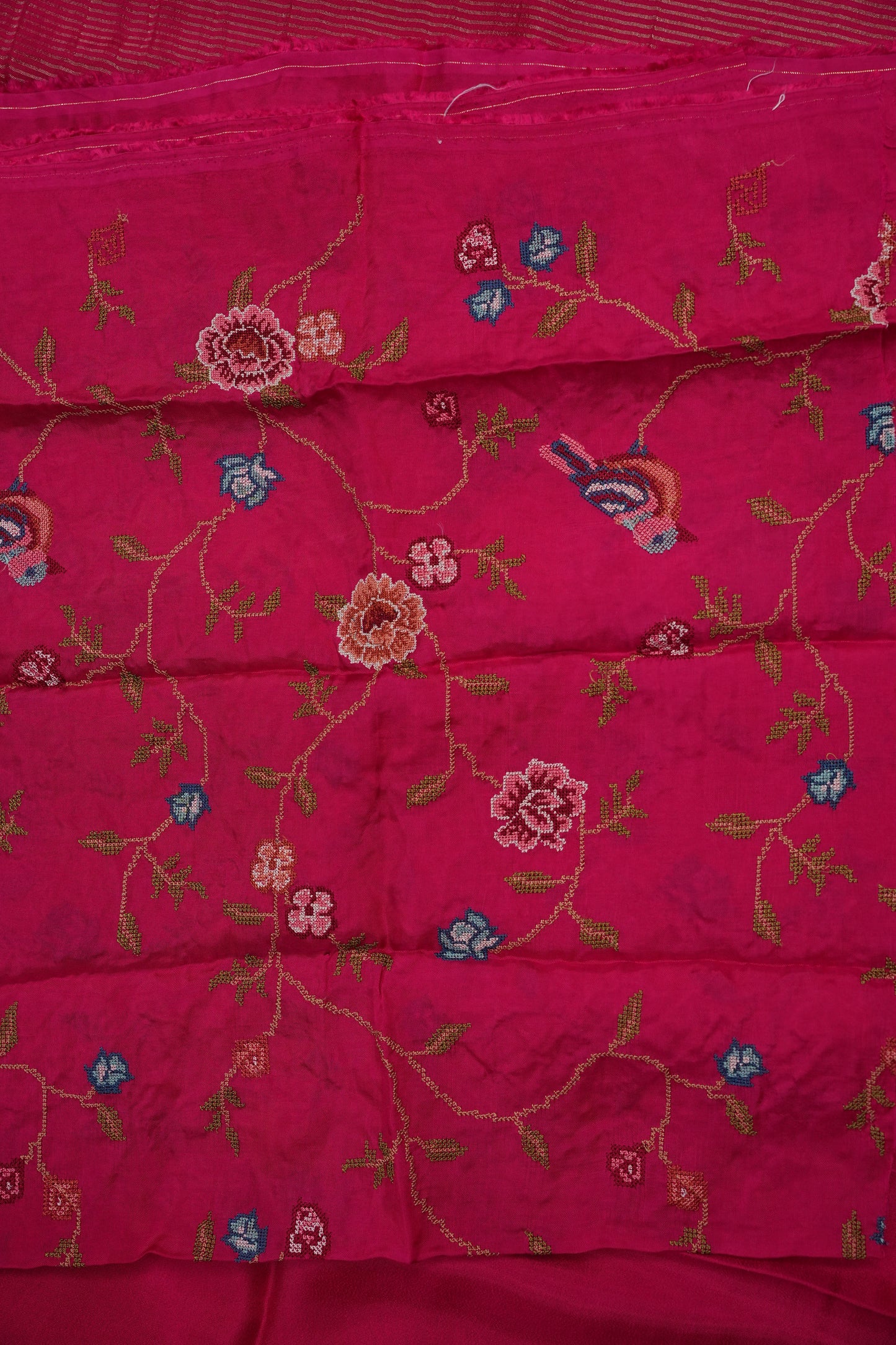 Pink Crepe Silk Saree with Embroidered Blouse