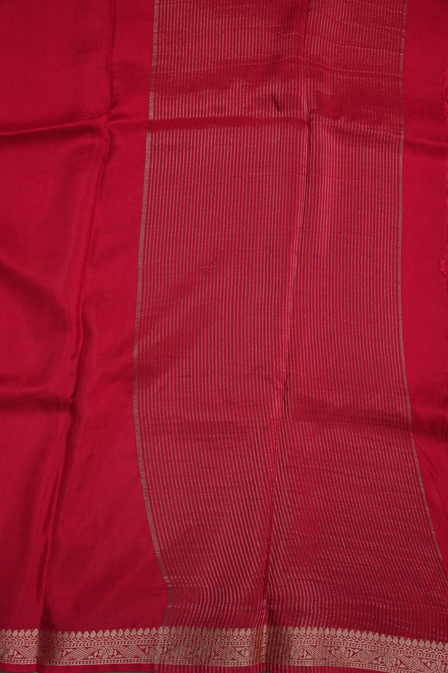Deep Red Crepe Silk Saree with Embroidered Blouse