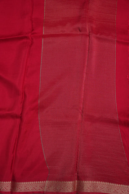 Deep Red Crepe Silk Saree with Embroidered Blouse