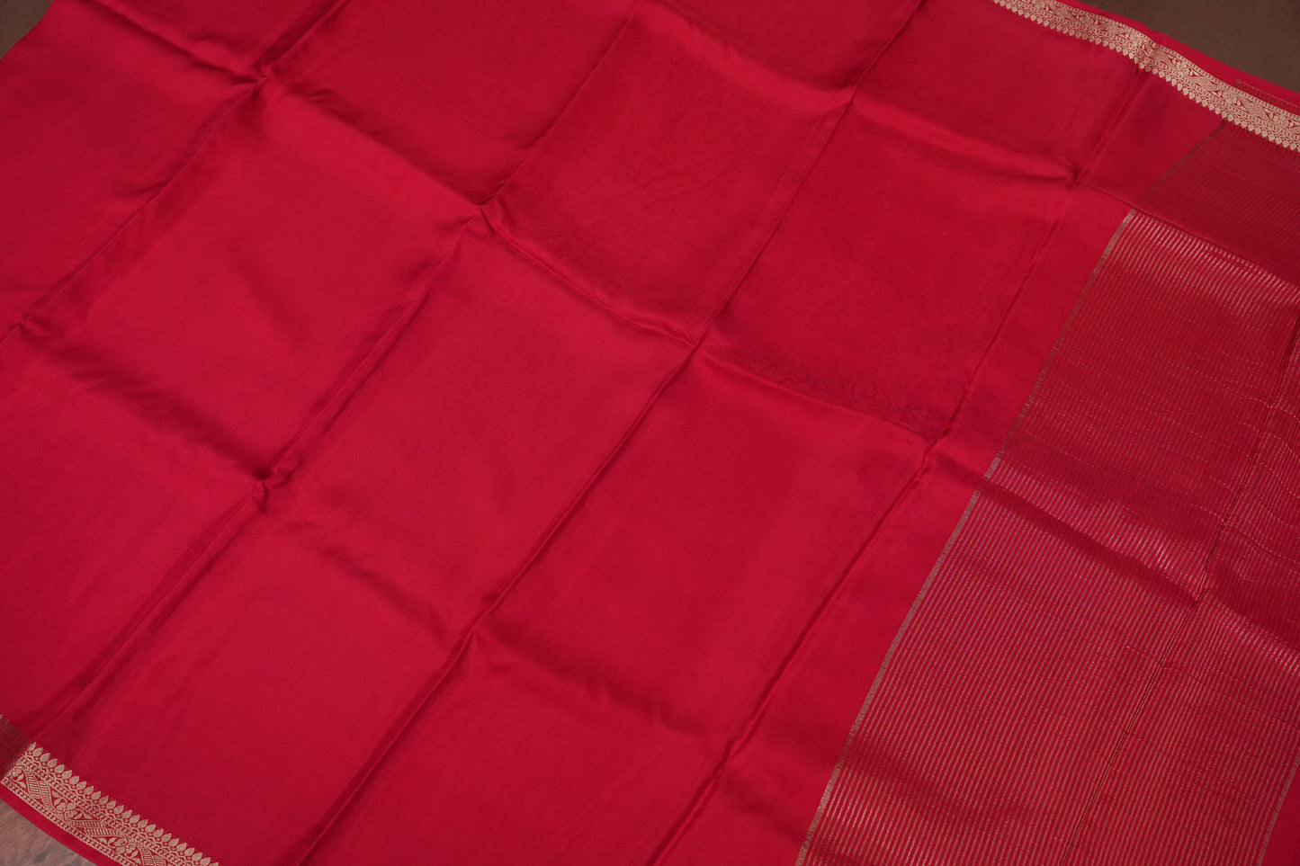 Deep Red Crepe Silk Saree with Embroidered Blouse