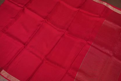 Deep Red Crepe Silk Saree with Embroidered Blouse