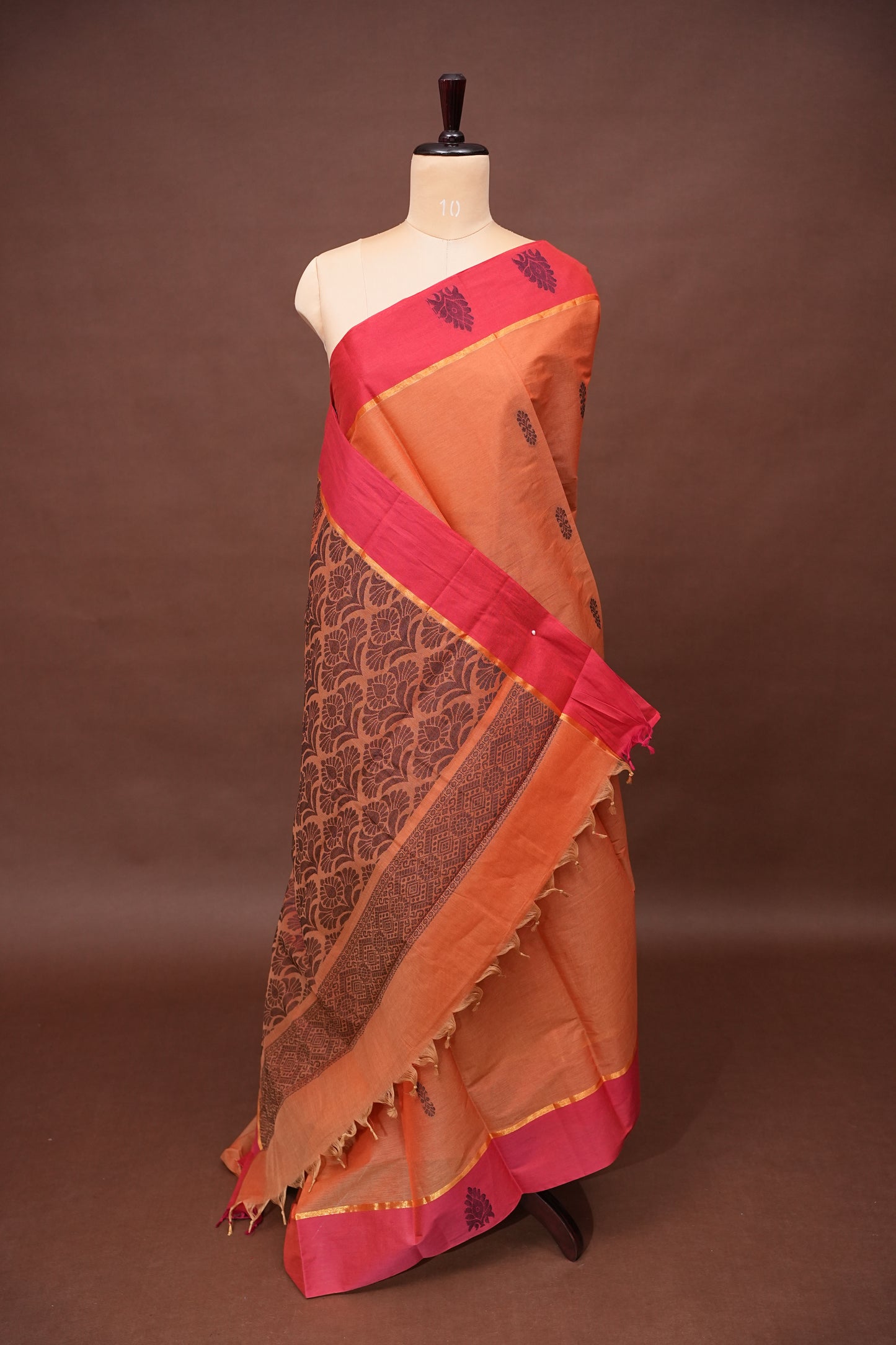 Chettinad Cotton Saree - Orange