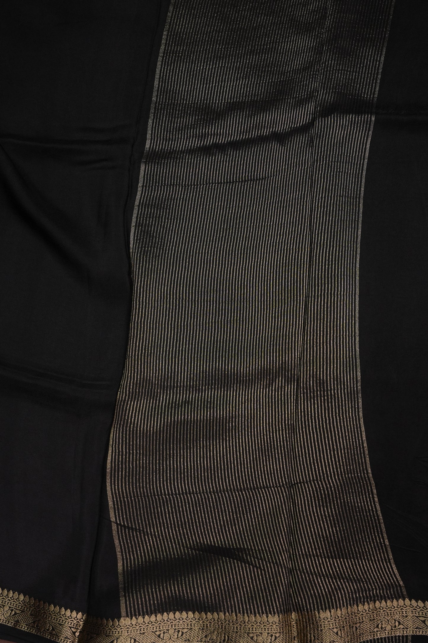 Black Crepe Silk Saree with Embroidered Blouse