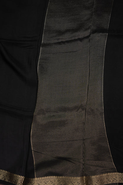 Black Crepe Silk Saree with Embroidered Blouse