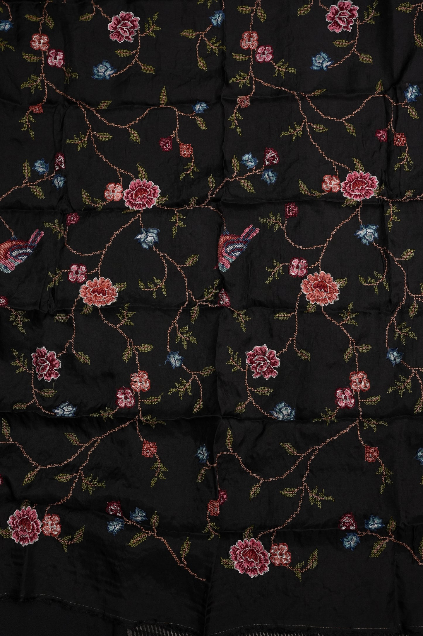 Black Crepe Silk Saree with Embroidered Blouse