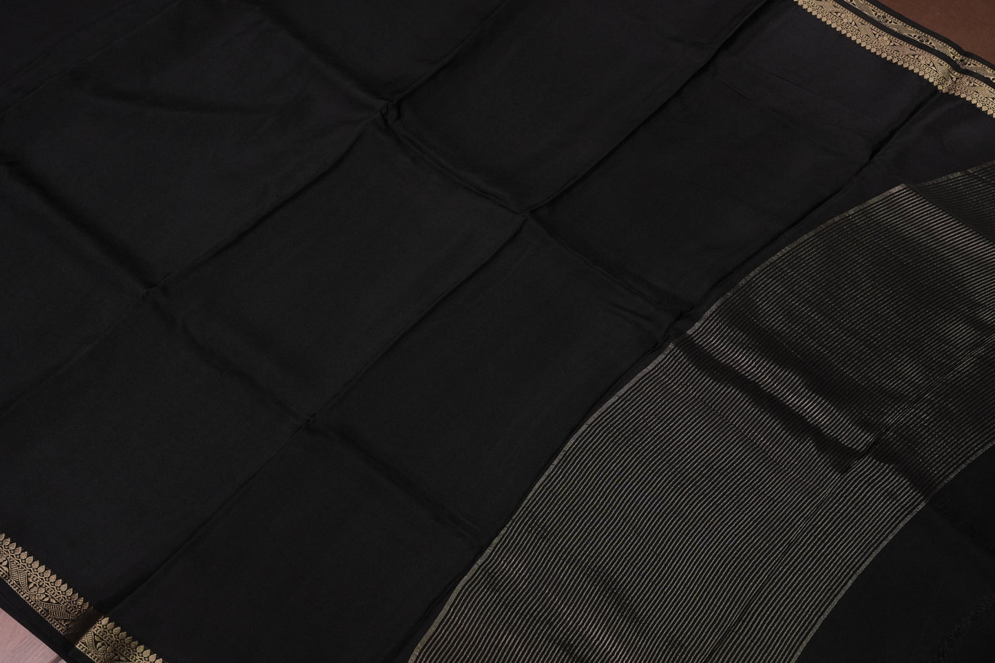 Black Crepe Silk Saree with Embroidered Blouse