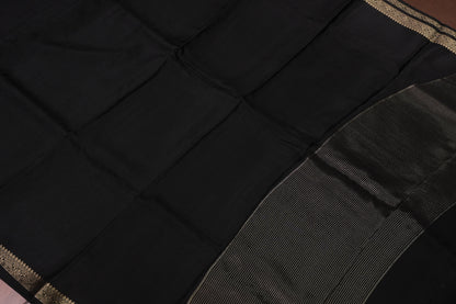 Black Crepe Silk Saree with Embroidered Blouse