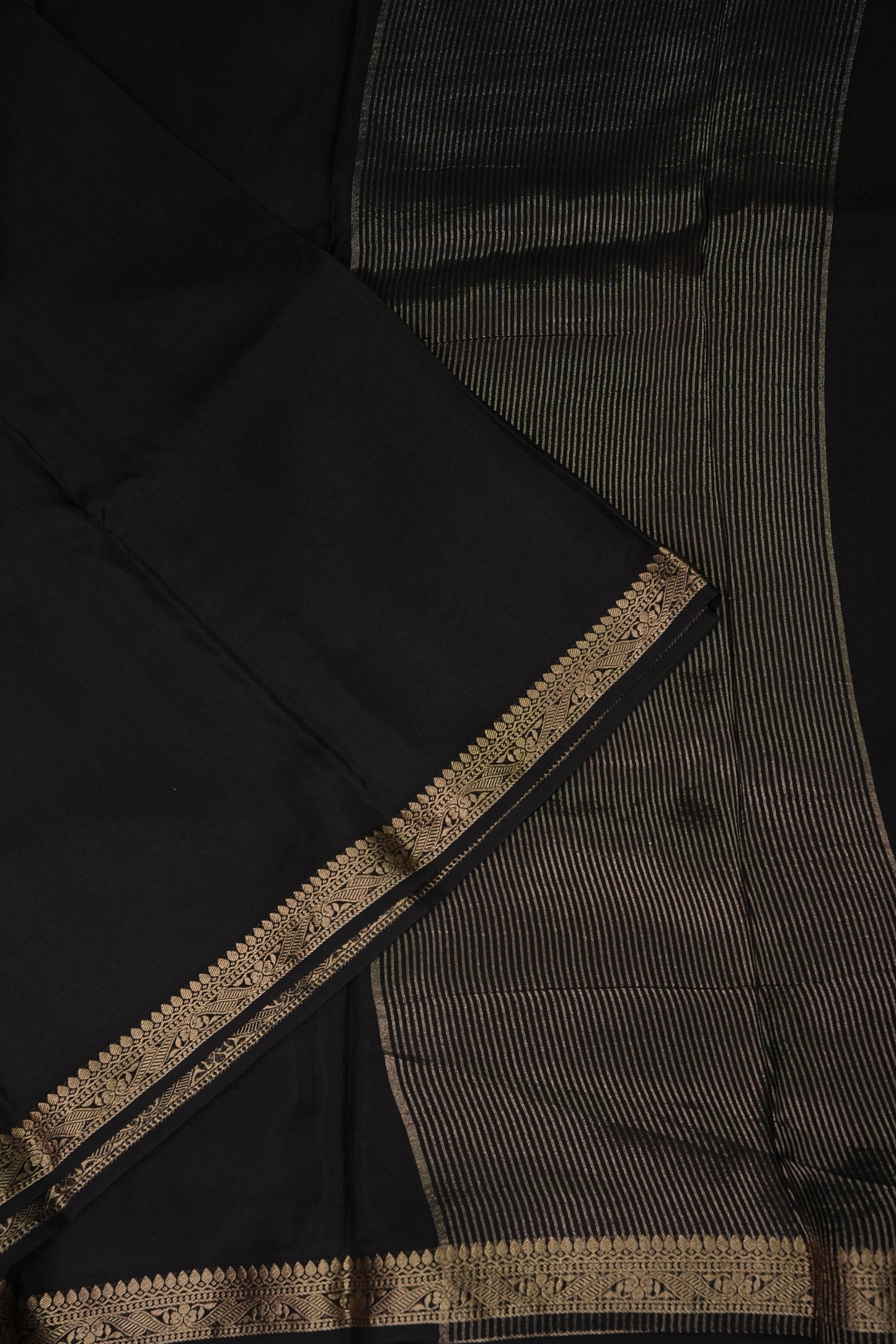 Black Crepe Silk Saree with Embroidered Blouse