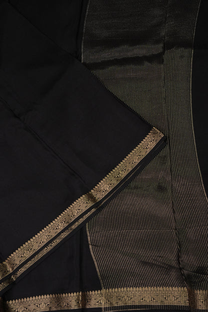 Black Crepe Silk Saree with Embroidered Blouse