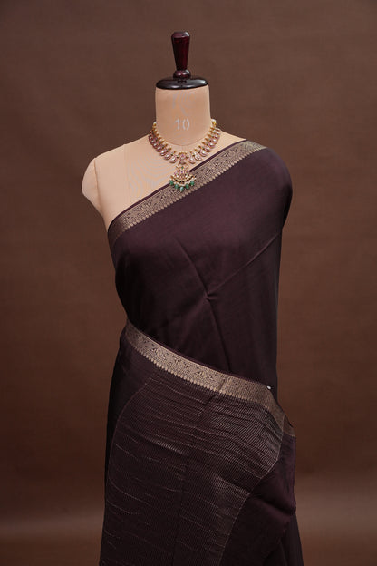 Crepe Silk Coffee Color with Embroidered Blouse