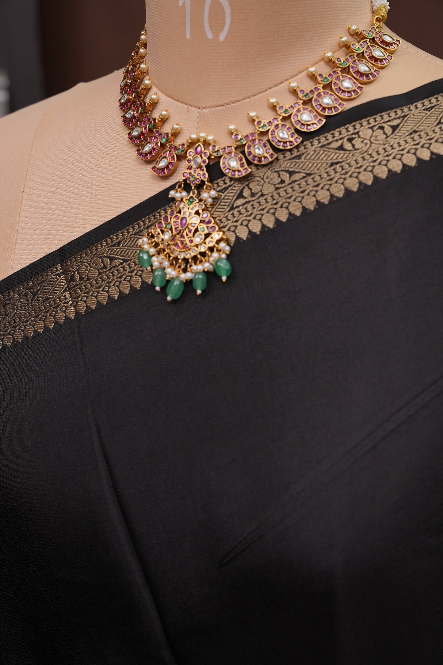 Black Crepe Silk Saree with Embroidered Blouse