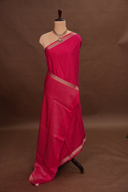 Pink Crepe Silk Saree with Embroidered Blouse