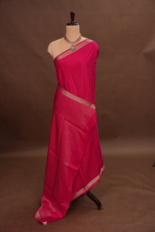Pink Crepe Silk Saree with Embroidered Blouse