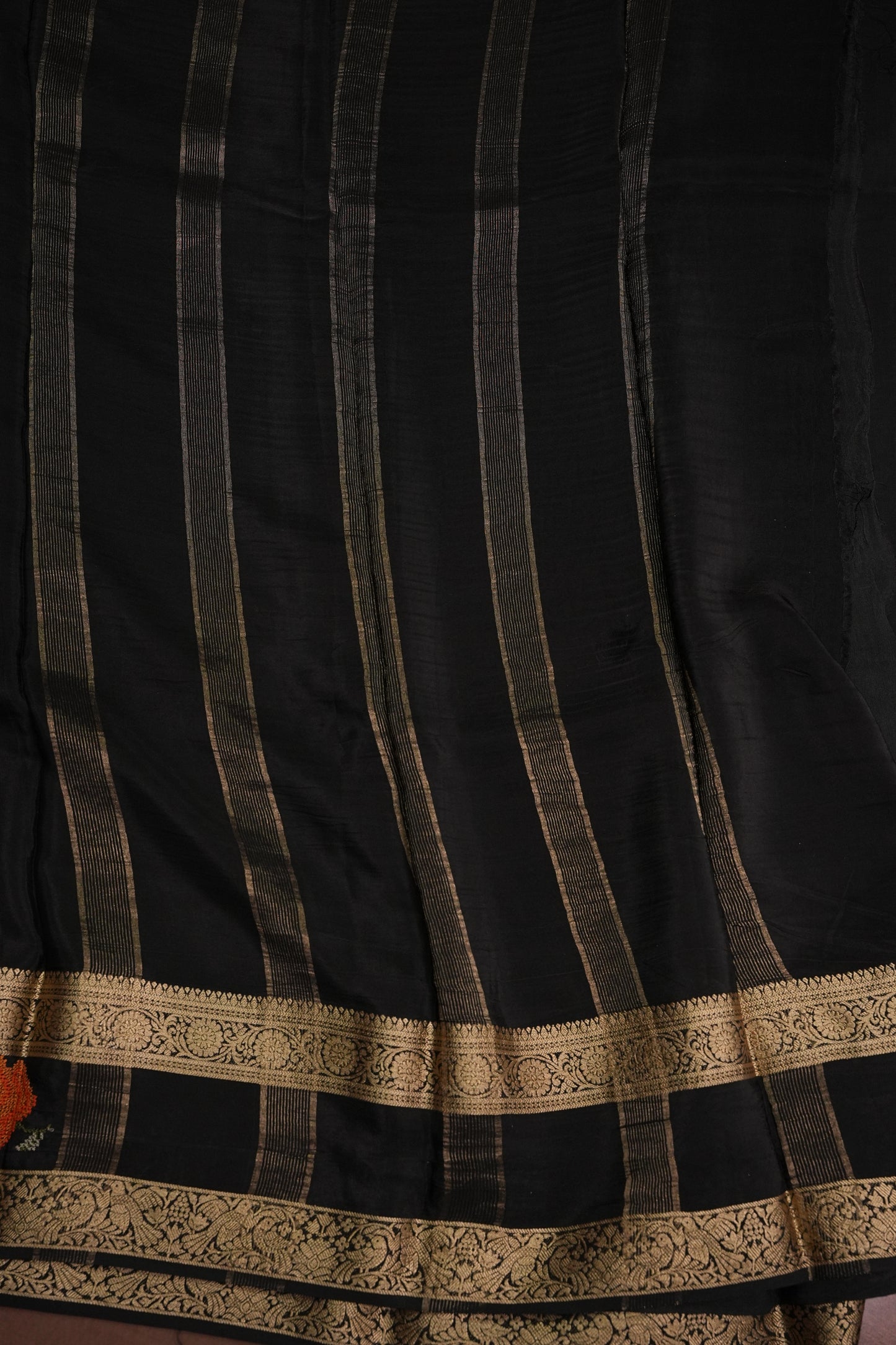 Crepe Silk Saree with Embroidered Border - Black