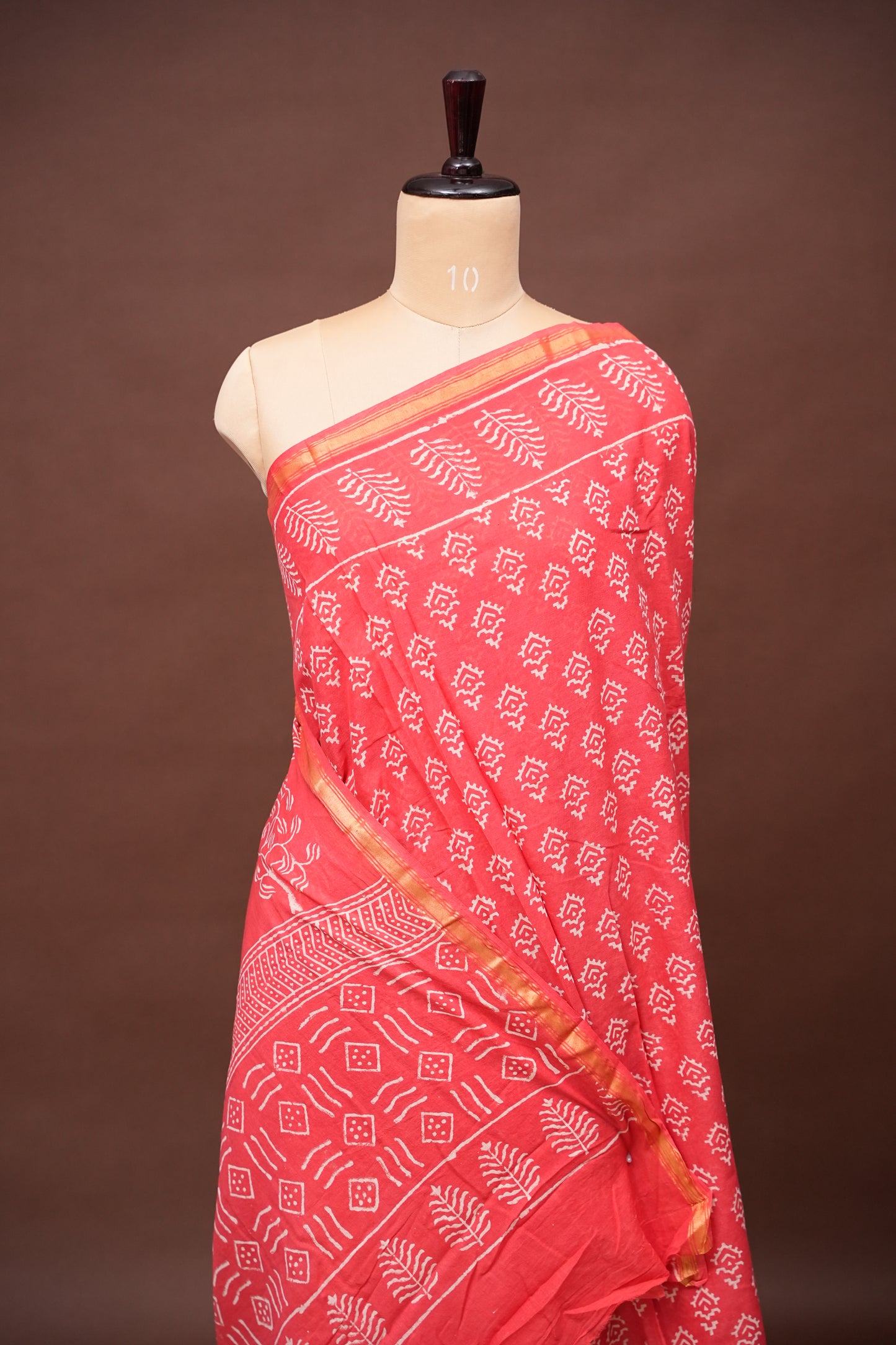 Mul Mul Cotton Ajrak Print Saree - Pink