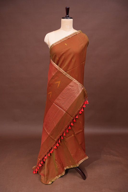 Soft Cotton Saree - Brown