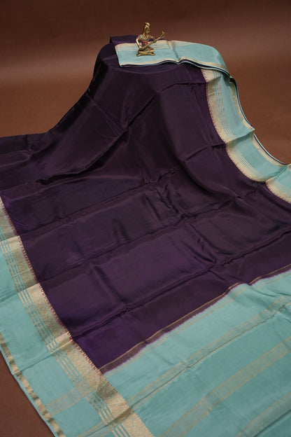 Plain Crepe Silk Saree - Deep Brinjal Purple