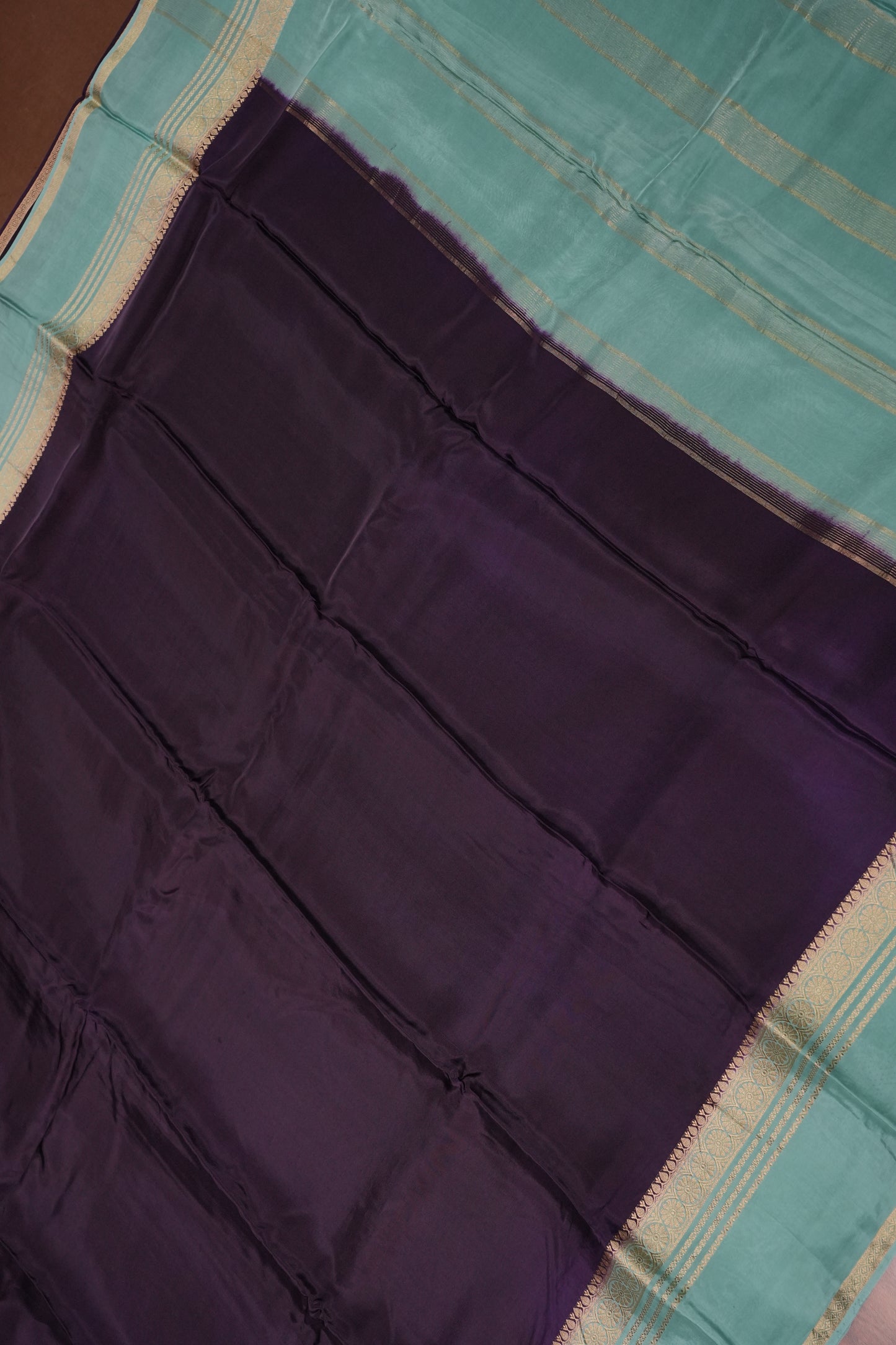 Plain Crepe Silk Saree - Deep Brinjal Purple