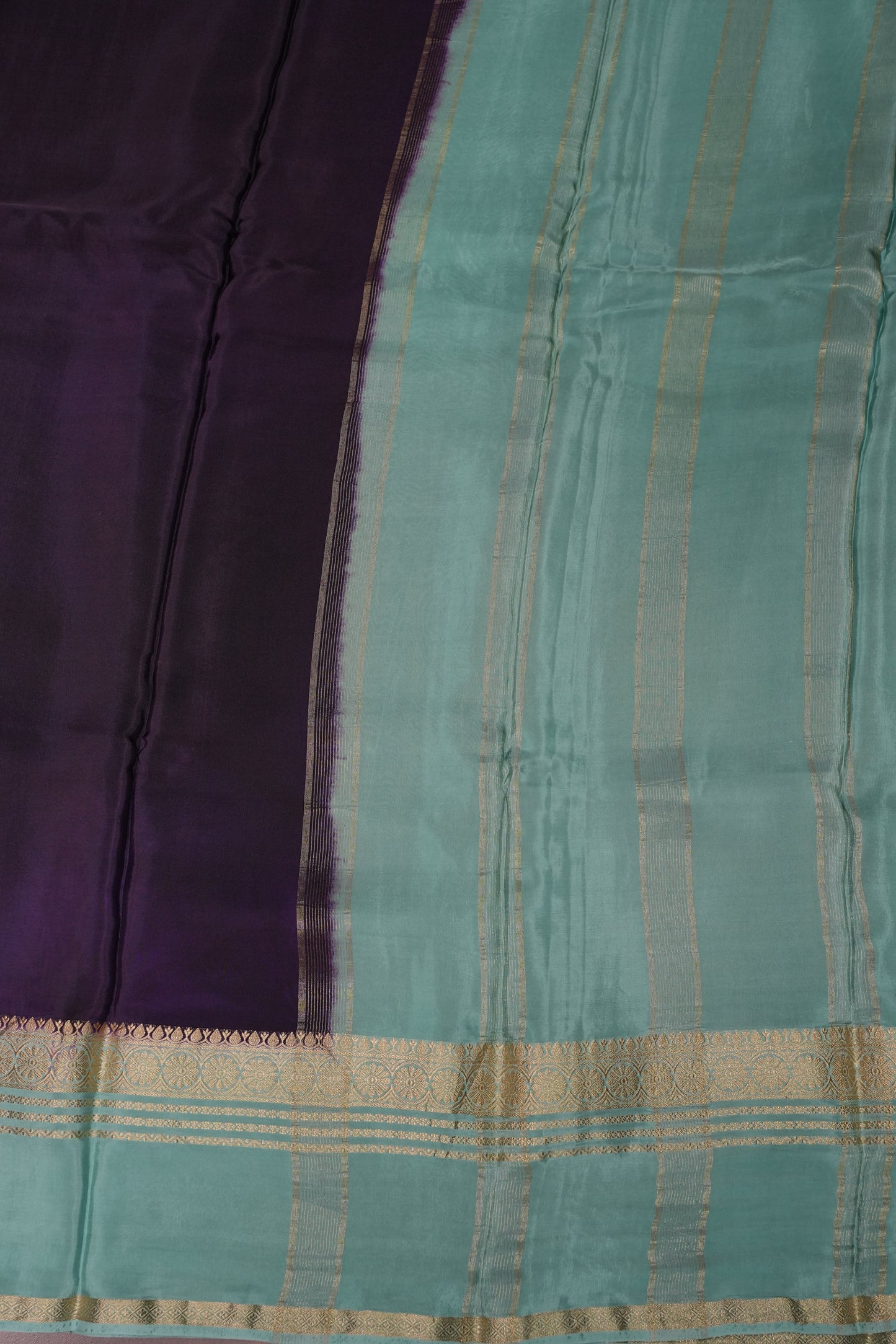 Plain Crepe Silk Saree - Deep Brinjal Purple