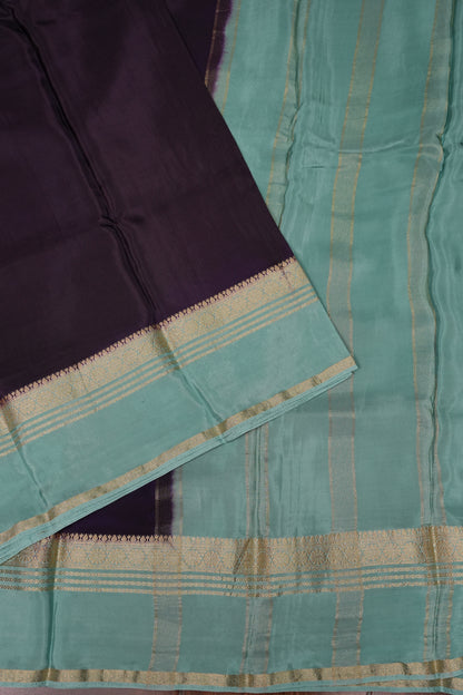 Plain Crepe Silk Saree - Deep Brinjal Purple