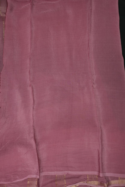 Plain Crepe Silk Saree - Bottle Green and Pink