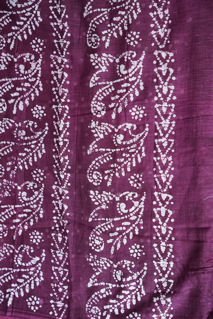 Batik Printed Mulmul Cotton Saree - Pink