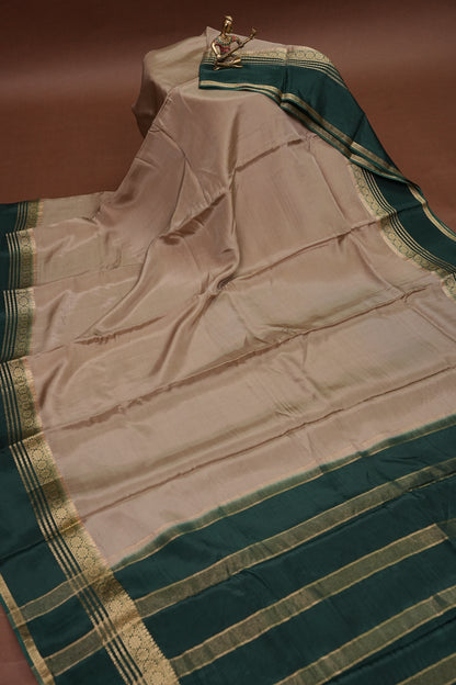 Plain Crepe Silk Saree - Champagne Beige
